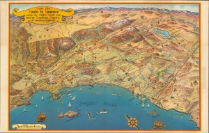 1952 Pictorial Bird's Eye View Map of Southern California