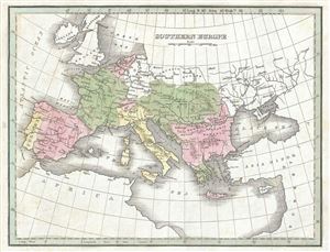 1835 Bradford Map of Southern Europe