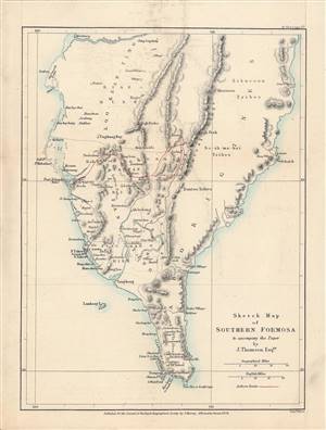 1873 Weller Sketch Map of Southern Taiwan (Formosa)