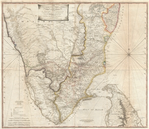 1791 Faden Wall Map of Southern India