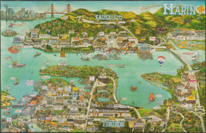 1988 City Design Pictorial View of Sausalito, Tiburon, and Environs, California