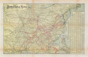 1926 Matthews Northrup Map of the Southern Railway System - Southeastern US