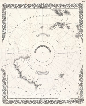 1855 Colton Map of Antarctica, the South Pole, or the Southern Polar Regions