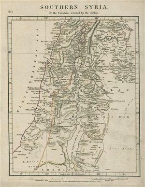 1828 Arrowsmith Map of Southern Syria, Israel, Jordan and Palestine