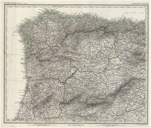 1873 Stieler Map of Northwest Spain and Portugal