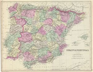 1887 Bradley Map of Spain and Portugal