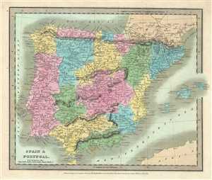1834 Burr Map of Spain and Portugal