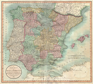 1801 Cary Map of Spain and Portugal