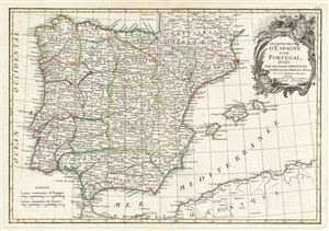 1783 Janvier Map of Spain and Portugal