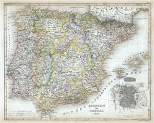 1849 Meyer Map of Spain and Portugal
