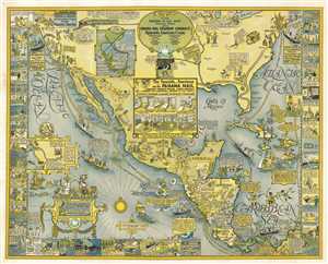 1928 Harrison Godwin Pictorial Map of North America and Central America