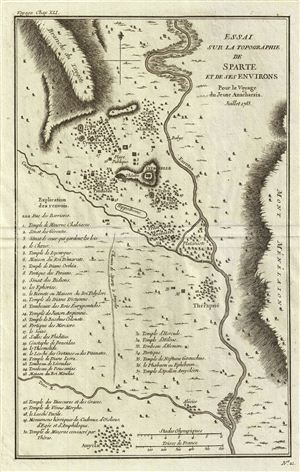 1783 Bocage Map of Sparta, Ancient Greece, and its Environs