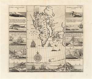 1744 Edge / Churchill Map of Spitzbergen with Whaling Vignettes
