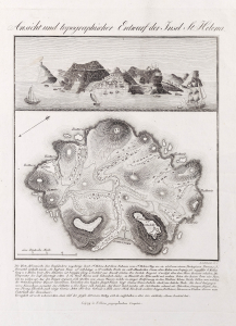 1815 Francis Duncan view of St. Helena with an Detailed Map of the Island
