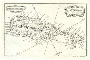 1780 Bellin Map of St. Christopher/ St. Kitts