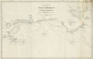 1844 Blunt Map or Chart of Gulf Coast from Mississippi River Delta to St. Marks, Florida