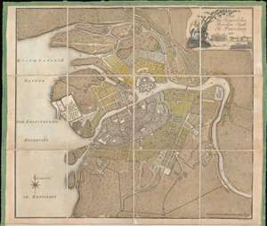 1790 Chudjakov City Map or Plan of St. Petersburg, Russia