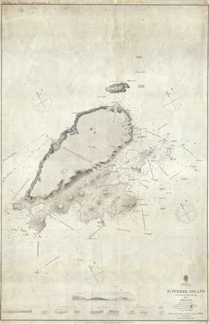 1865 Admiralty Chart of St Pierre Island (Miquelon) w/ TransAtlantic Cable