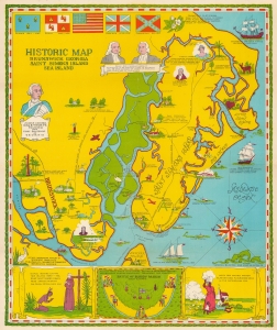 1948 Blanton Pictorial Map of Brunswick and St. Simons Island, Georgia