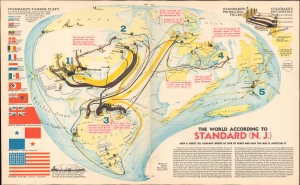 1940 Richard Edes Harrison Map of the World According to Standard Oil