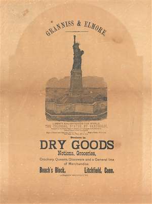 1885 Pre-Construction Broadsheet View of the Statue of Liberty
