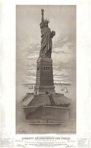1885 Pre-Construction Broadsheet View of the Statue of Liberty