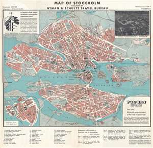 1935 Nyman and Schultz City Map or Plan of Stockholm, Sweden