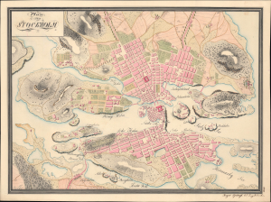 1842 Szontagh Manuscript City Plan or Map of Stockholm, Sweden