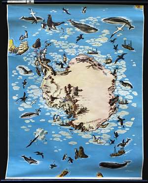 1957 Westermann Pictorial Wall Map of Antarctica and the South Pole
