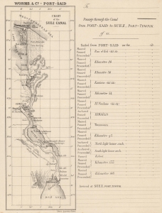 1875 Stern Souvenir Map and Table of the Suez Canal