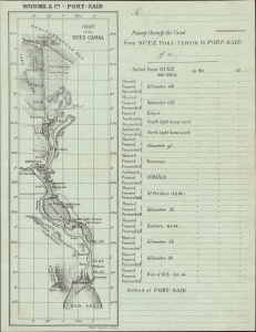 1875 Stern Souvenir Map and Table of the Suez Canal