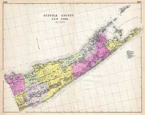 1912 Century Map of Suffolk County (Hamptons), Long Island, New York