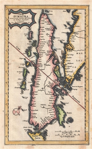 1727 Van der Aa Map of Sumatra, Singapore, and Malaya