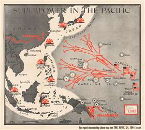 1944 Chapin Map of American Progress in the Pacific War During WWII