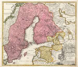 1720 Homann Map of Sweden at the End of the Age of Greatness