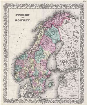 1856 Colton Map of Sweden and Norway