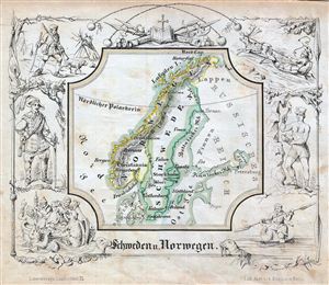 1846 Lowenberg Whimsical Map of Scandinavia