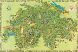 1978 Muller / Swiss Cheese Union Pictorial Cheese Map of Switzerland