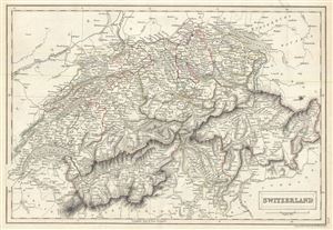 1844 Black Map of Switzerland
