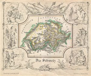 1846 Lowenberg Whimsical Map of Switzerland