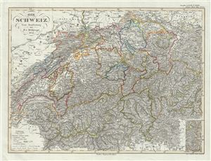 1852 Perthes Map of Switzerland