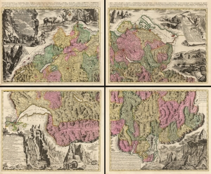 1715 Schenk / Scheuchzer Illustrated Map of Switzerland on Four Sheets