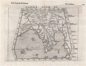 1574 Ruscelli and Ptolemy Map of Southeast Asia
