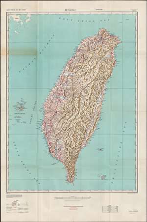 1950 U.S. Army Map Service Map of Taiwan (Formosa)