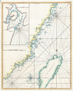 1780 Mannevillette Map or Nautical Chart of Taiwan (Formosa) and Fujian, China