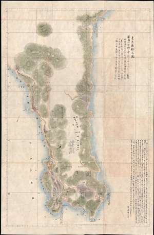 1874 Sudo / Le Gendre Japanese Manuscript Map of South Taiwan / Formosa