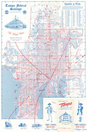 1969 Namco Publishing City Plan or Map of Tampa, Florida