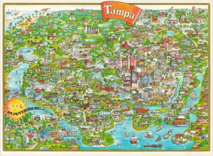 1977 Spurll 'City Design Print' Pictorial Map of Tampa, Florida