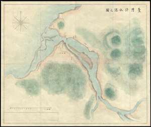1874 Sudo Detail Manuscript Map of Tamsui Harbor, Taiwan / Formosa