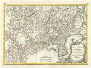 1771 Bonne Map of China, Mongolia, Manchuria and Korea (Corea)